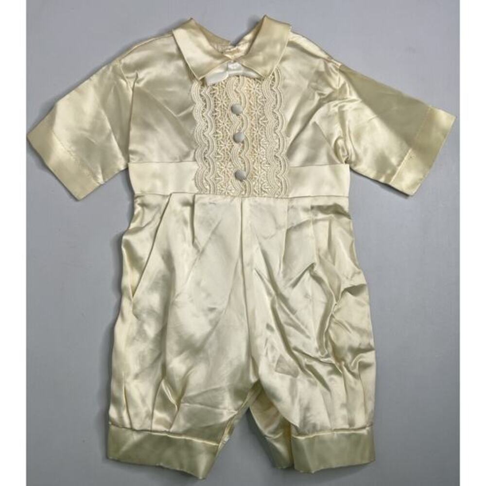 Vintage Baby Boy Christening Outfit Ivory Formal Made In USA Size 6-12 Months